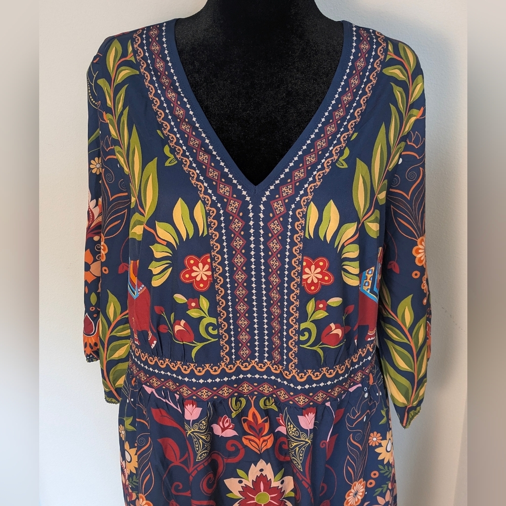 BloomChic Floral Navy Midi Dress - Picture 5 of 15